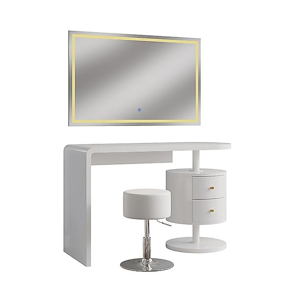 Vicco Schminktisch Lara Weiß 120 cm mit LED-Spiegel und Hocker günstig online kaufen