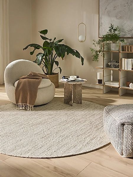 benuta Wollteppich Rocco, rund, Höhe: 5 mm, Teppich Wohnzimmer, Schlafzimme günstig online kaufen