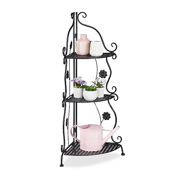 relaxdays Blumenständer Blumenregal Metall, Schwarz günstig online kaufen