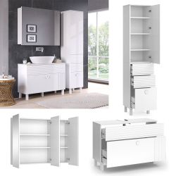 Vicco Badmöbel-Set Sola, Weiß, 3 Teile, günstig online kaufen