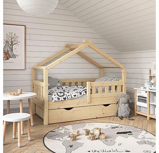 VitaliSpa Design Kinderbett 140 x 70 cm Natur mit Bettschublade und Lattenr günstig online kaufen