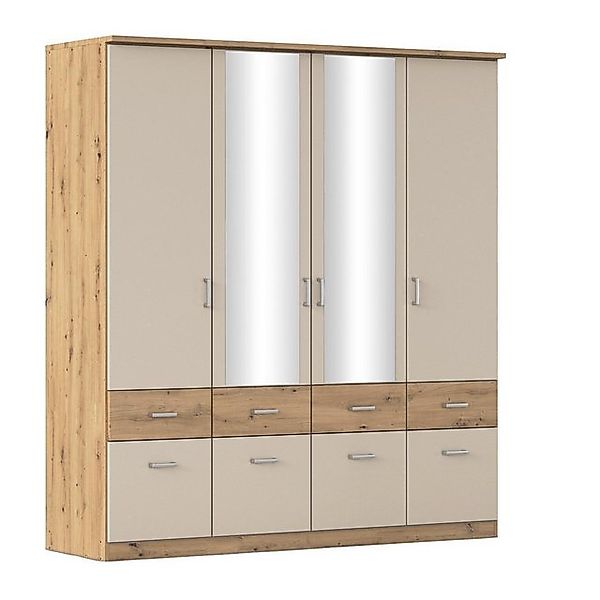 rauch Kleiderschrank BREMEN, Artisan Eiche Dekor, Champagnerfarben, 4-türig günstig online kaufen