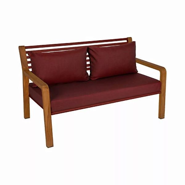 Gartensofa 2-Sitzer Somerset textil holz rot / L 142 cm - Fermob - Rot günstig online kaufen