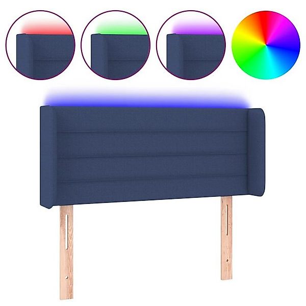 vidaXL Bett, LED Kopfteil Blau 93x16x78/88 cm Stoff günstig online kaufen