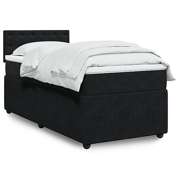 vidaXL Boxspringbett, Boxspringbett mit Matratze Schwarz 90x190 cm Samt günstig online kaufen