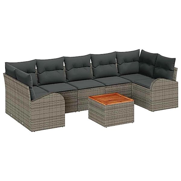 vidaXL Garten-Sofa-Set 8-Tlg Grau Poly Rattan 3347545 günstig online kaufen