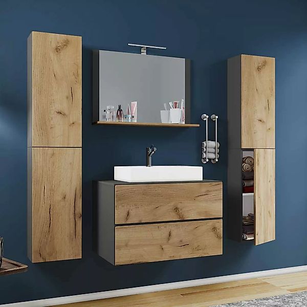 Badezimmermöbel zweifarbig in modernem Design die Wandmontage (vierteilig) günstig online kaufen