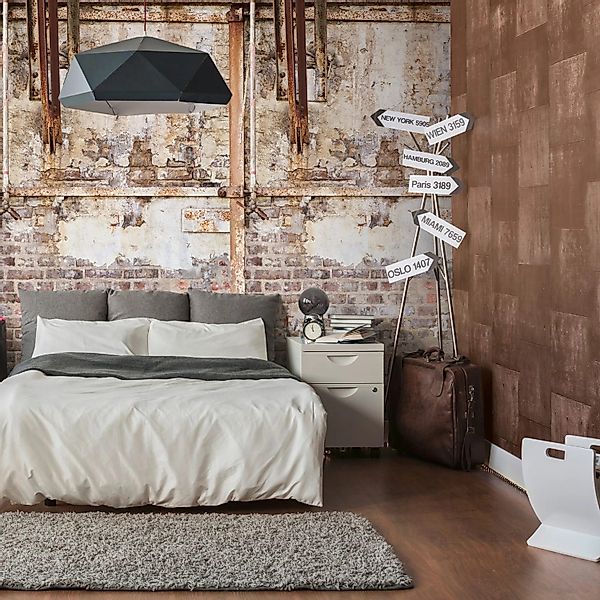 PROFHOME 392531-GU Fototapete Ziegelstein Matt Creme Braun Beige 1,59 m x 2 günstig online kaufen