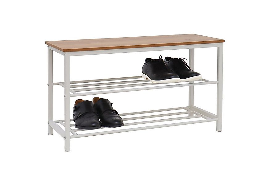 DuneDesign Schuhregal Schuhbank mit Sitzfläche Holz 80x30x45 Metallregal, P günstig online kaufen