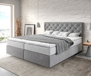 DELIFE Boxspringbett Dream-Great, Mikrofaser Grau 180x200 günstig online kaufen