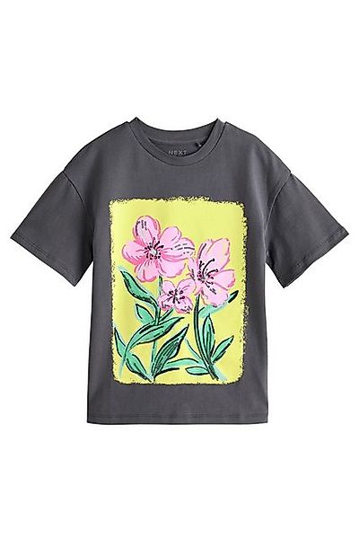 Next Paillettenshirt Oversized Fit T-Shirt mit Pailletten, Blumengrafik (1- günstig online kaufen
