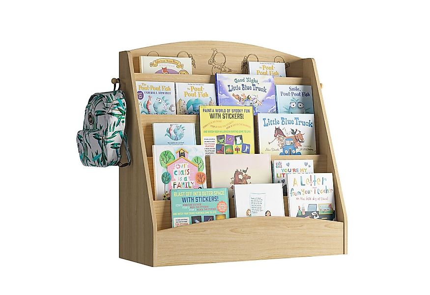radelldar Bücherregal Kinderregal, mit 5 Ablagen & 2 Haken, Holz, 80x30x75c günstig online kaufen
