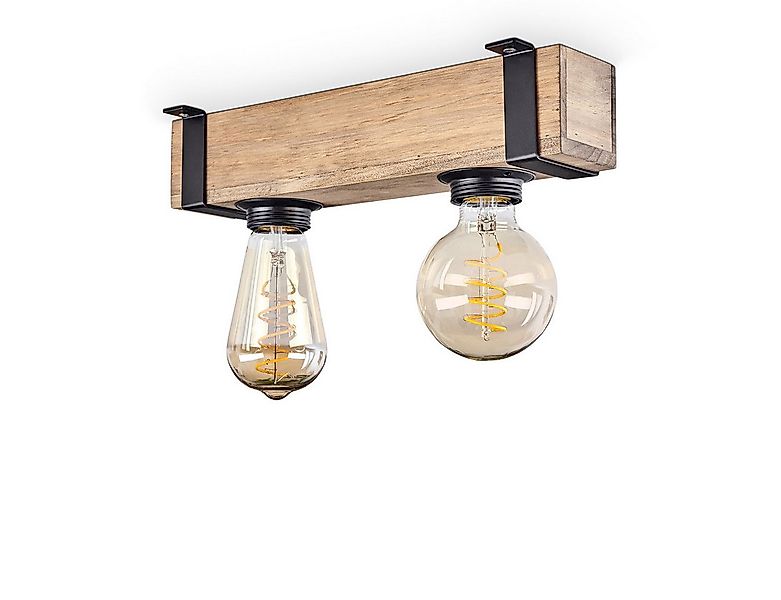 hofstein Deckenleuchte moderne Deckenlampe aus Metall /Holz in Schwarz/Natu günstig online kaufen