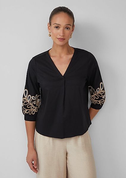 s.Oliver Kurzarmbluse Bluse Popeline-Bluse mit Stickerei günstig online kaufen