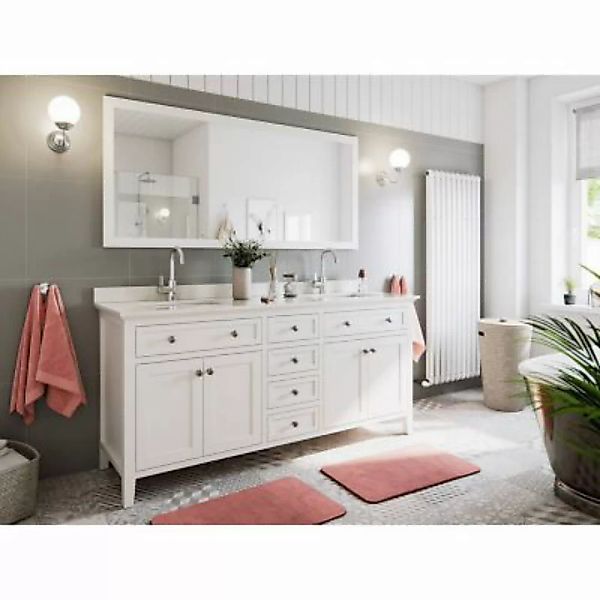 Lomadox Landhaus Waschtisch Set EVERETT-02 Massivholz in weiß lackiert inkl günstig online kaufen