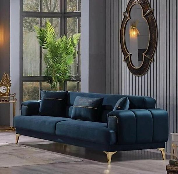 JVmoebel 3-Sitzer Blauer 3-Sitzer Wohnzimmermöbel Polster Couch Luxus Möbel günstig online kaufen