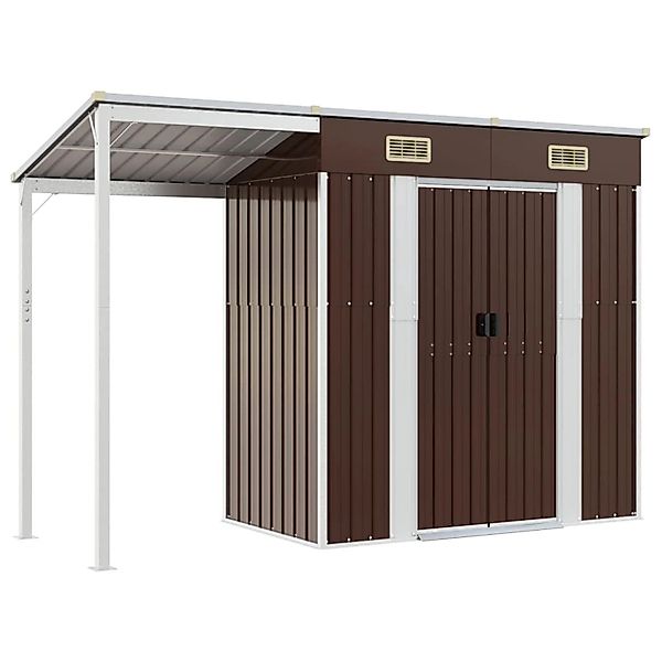 vidaXL Gartenhaus mit Schleppdach Braun 277x110,5x181 cm Stahl 1845023 günstig online kaufen