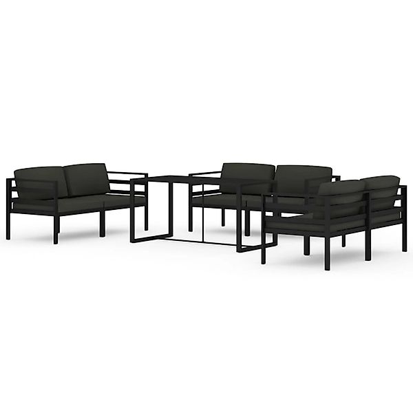 Vidaxl 7-tlg. Garten-lounge-set Mit Kissen Aluminium Anthrazit günstig online kaufen