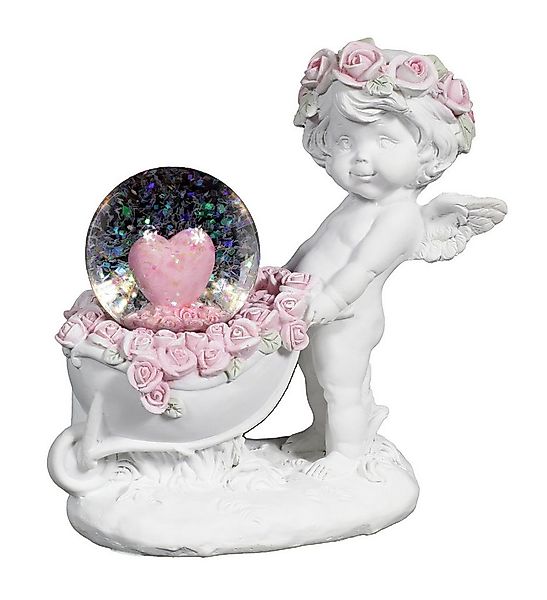 Figuren Shop GmbH Dekofigur Weiße Cherub Figur mit Schneekugel - Engel Deko günstig online kaufen