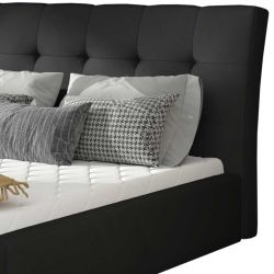 Doppelbett Bettgestell in Schwarz aus Kunstleder günstig online kaufen