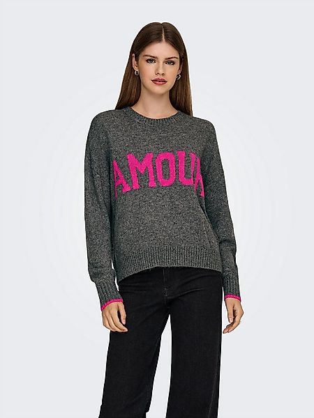 ONLY Rundhalspullover ONLNEW AMOUR LS TEXT O-NECK CS KNT günstig online kaufen