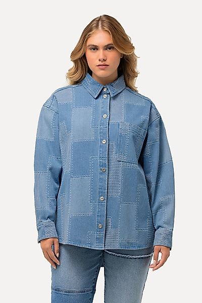 Ulla Popken Sommerjacke Jeanshemd Patchlook Oversized günstig online kaufen