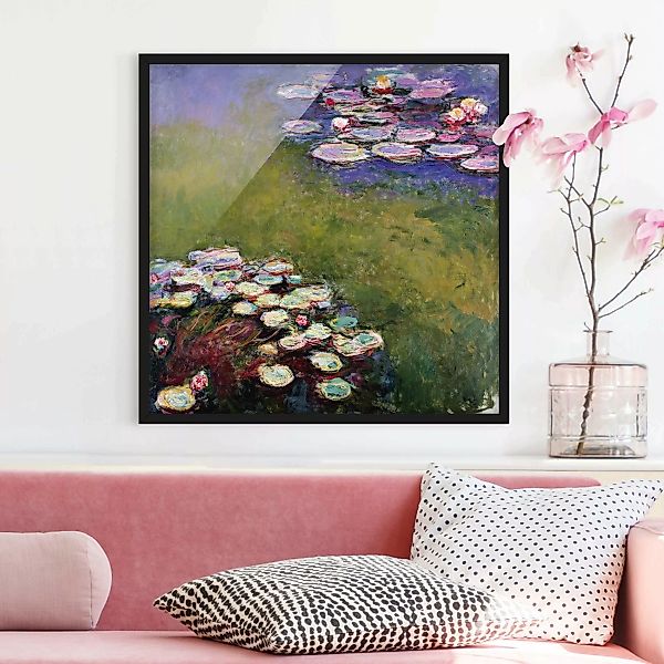 Bild mit Rahmen Kunstdruck - Quadrat Claude Monet - Seerosen günstig online kaufen
