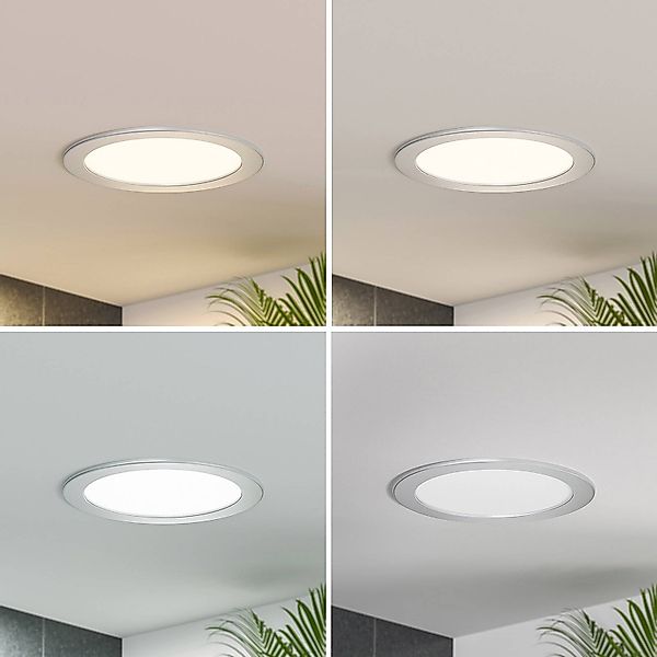 Prios LED-Einbaulampe Cadance, silber, 22 cm, CCT, IP44 günstig online kaufen