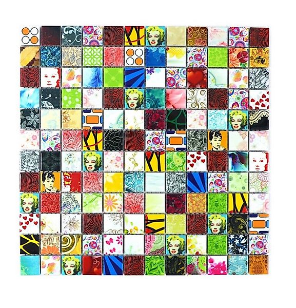 Mosani Mosaikfliesen Keramik Mosaik bunt Mosaikfliese Retro Vintage Mosaikf günstig online kaufen