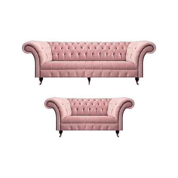 JVmoebel Chesterfield-Sofa Sofagarnitur 2tlg Rosa Komplett Chesterfield Woh günstig online kaufen