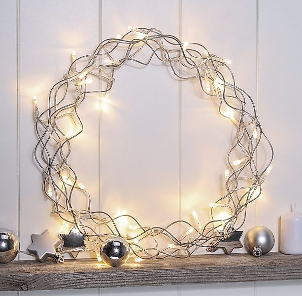 GartenHero Dekokranz 40 LED Metall Weihnachtskranz Timer Adventskranz Metal günstig online kaufen