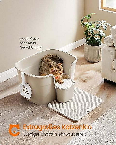 FEANDREA Katzentoilette, für große Katzen, mit hohen Seitenwänden, Schaufel günstig online kaufen