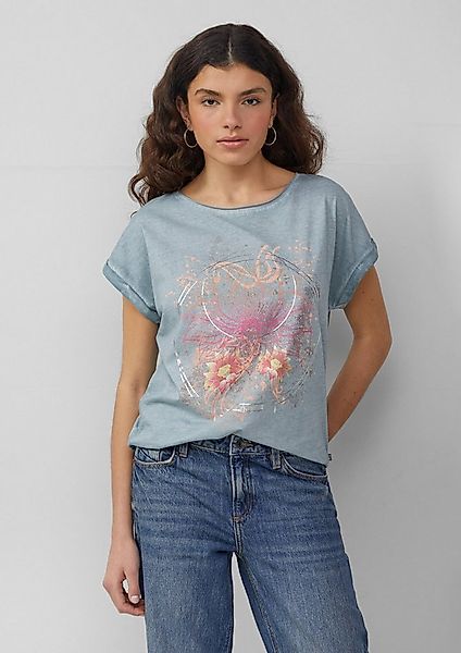 QS Kurzarmshirt T-Shirt Oversize-Shirt in gewaschener Optik mit Frontprint günstig online kaufen