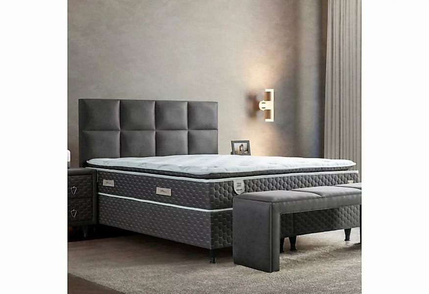 gowoll Boxspringbett Visco Grey Bett Set mit Matratze Stauraum mit Bettkäst günstig online kaufen
