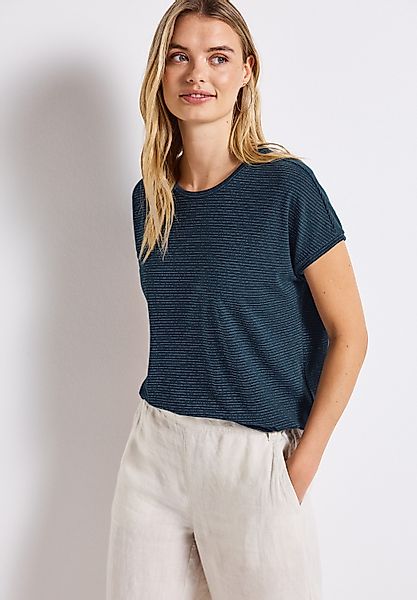 STREET ONE Rundhalsshirt mit glitzernden Streifen günstig online kaufen