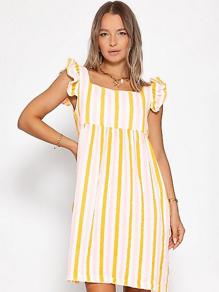 SASSYCLASSY Minikleid Gestreiftes Musselinkleid für Damen Kleid aus Musseli günstig online kaufen