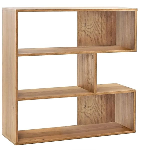 Costway Bücherregal Holz 3 Ebenen Kippschutz Natur B-Konkav günstig online kaufen