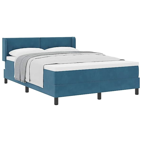 vidaXL Boxspringbett mit Matratze Dunkelblau 190 x 140 cm Polyester 3341466 günstig online kaufen