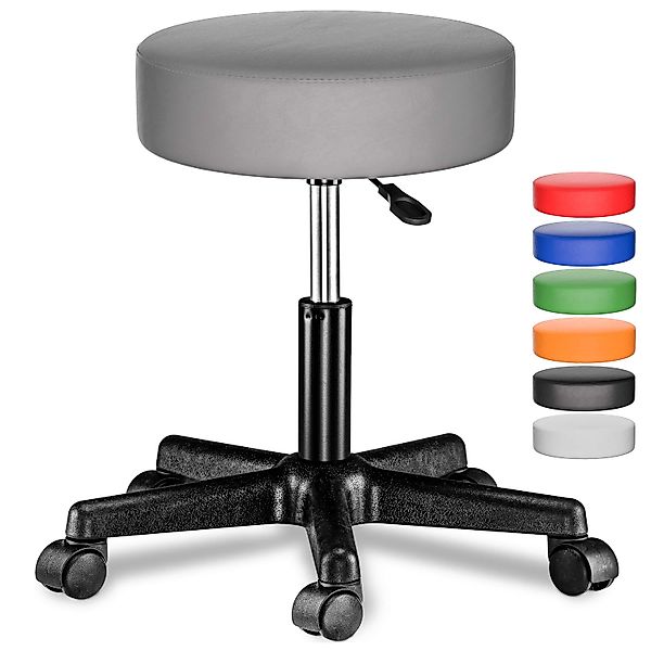 Rollhocker mit Rollen Kunstleder 2er-Set Grau 360° drehbar günstig online kaufen