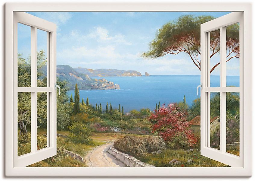 Artland Wandbild "Fensterblick - Haus am Meer I" Fensterblick 1 Stk. tlg. a günstig online kaufen