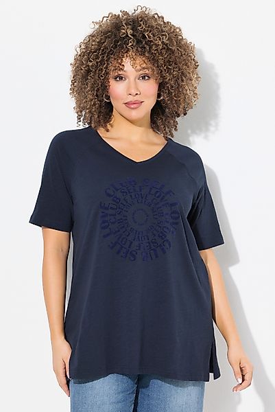 Ulla Popken T-Shirt T-Shirt Flockdruck V-Ausschnitt günstig online kaufen