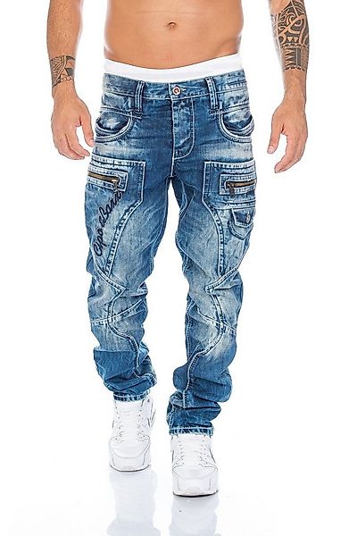 Cipo & Baxx Regular-fit-Jeans Herren Jeans Hose mit ausgfallenem Label Naht günstig online kaufen