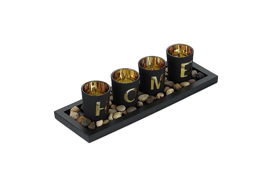 relaxdays Teelichthalter mit Tablett Teelichthalter "Home" mit Tablett günstig online kaufen