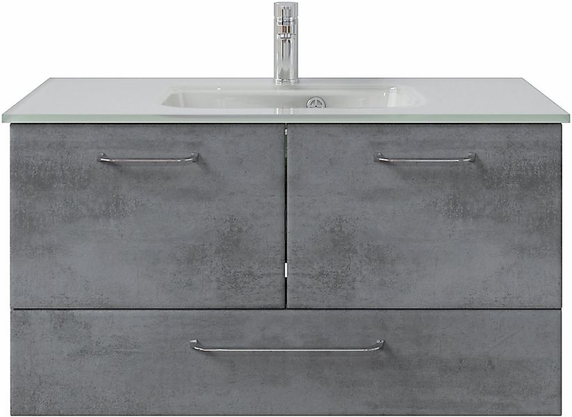 Saphir Badmöbel-Set "Quickset 945 Glas-Waschtisch mit Unterschrank, 99 cm b günstig online kaufen