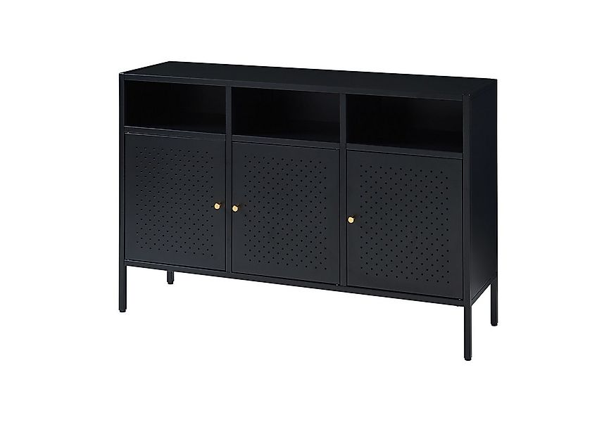 en.casa Sideboard, »Janakkala« mit 3 Türen Stahl 119 x 35 x 80 cm Schwarz günstig online kaufen