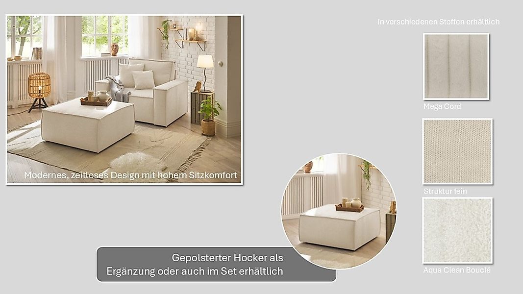 OTTO home Loveseat "FINNLEY, XXL-Sessel, Lesesessel, trendige Stoffe, inkl. günstig online kaufen