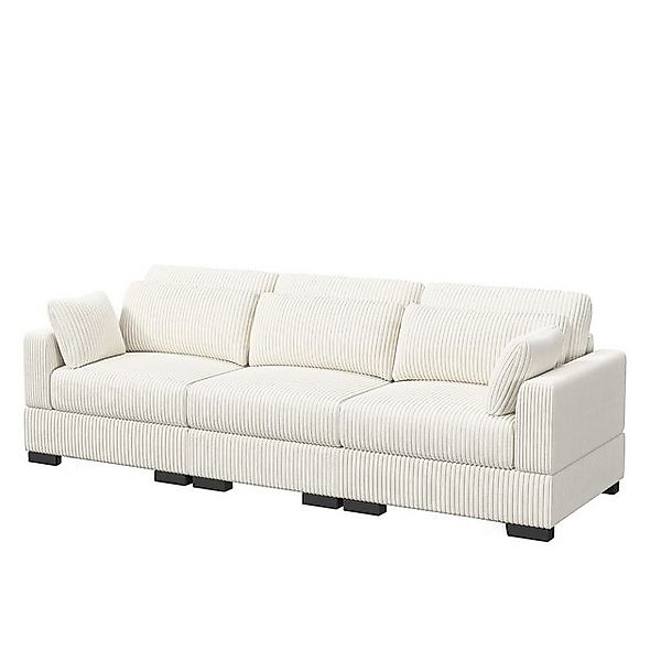 FUROKOY Ecksofa aus Cord, Set 3 Teile, Polstergarnitur elegant Wohnlandscha günstig online kaufen
