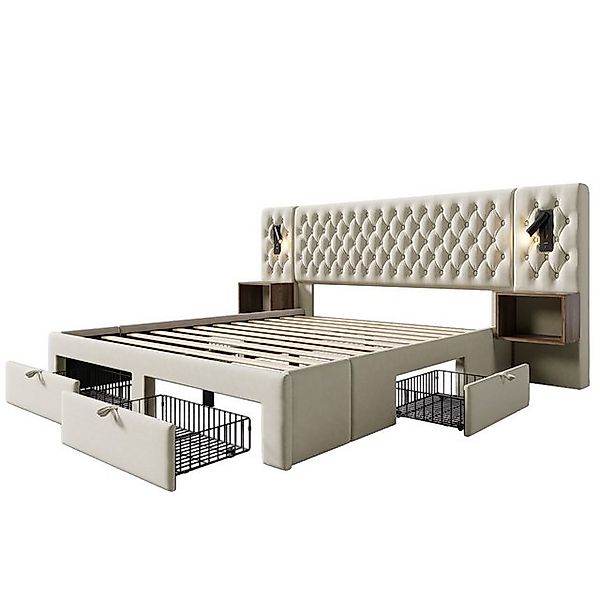 Rutaqian Stauraumbett Polsterbett Jugendbett modern Doppelbett Elegantes De günstig online kaufen