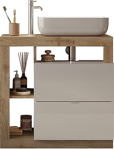 welltime Waschtisch "Hamburg", 2 Schubkästen, Breite 79 cm, Soft-Close, ink günstig online kaufen