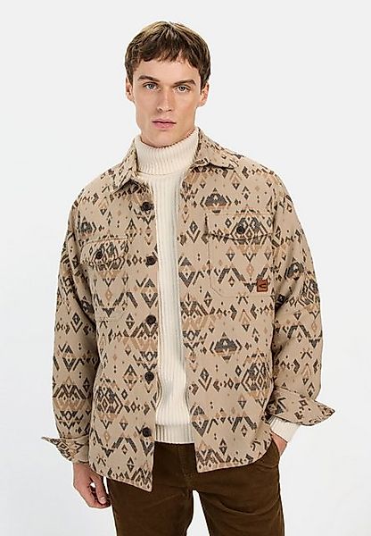 camel active Hemdjacke mit Jacquard-Muster Markenlogo günstig online kaufen